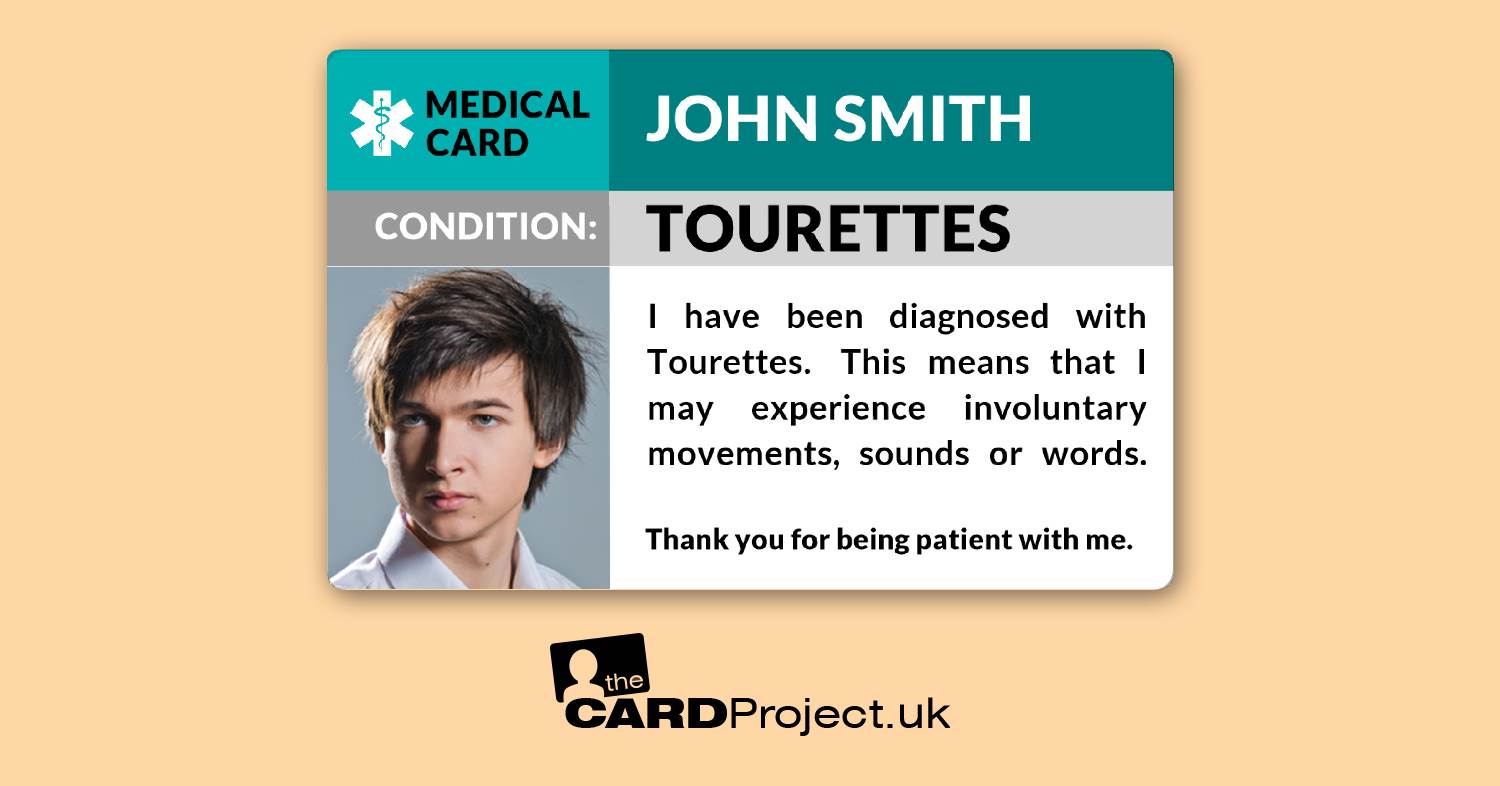 Tourettes Awareness Photo Medical ID Tic Alert Card 